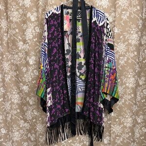 Silk embellished printed kimono style top